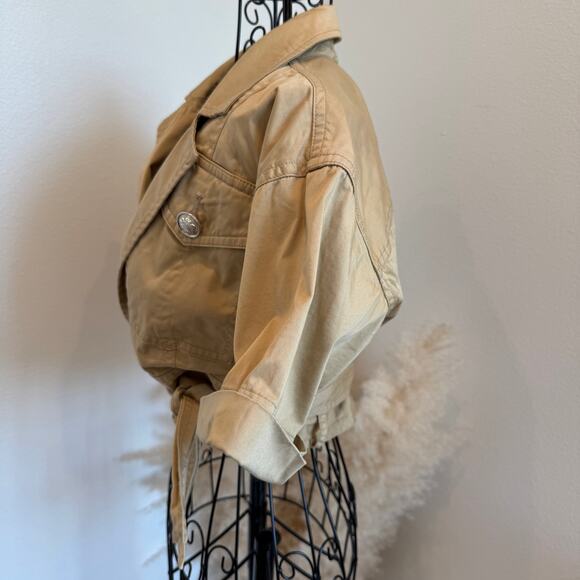 Derek Lam Utility Wrap Short Sleeve Crop Top Khaki Size 36 (X-Small) - Picture 6 of 10